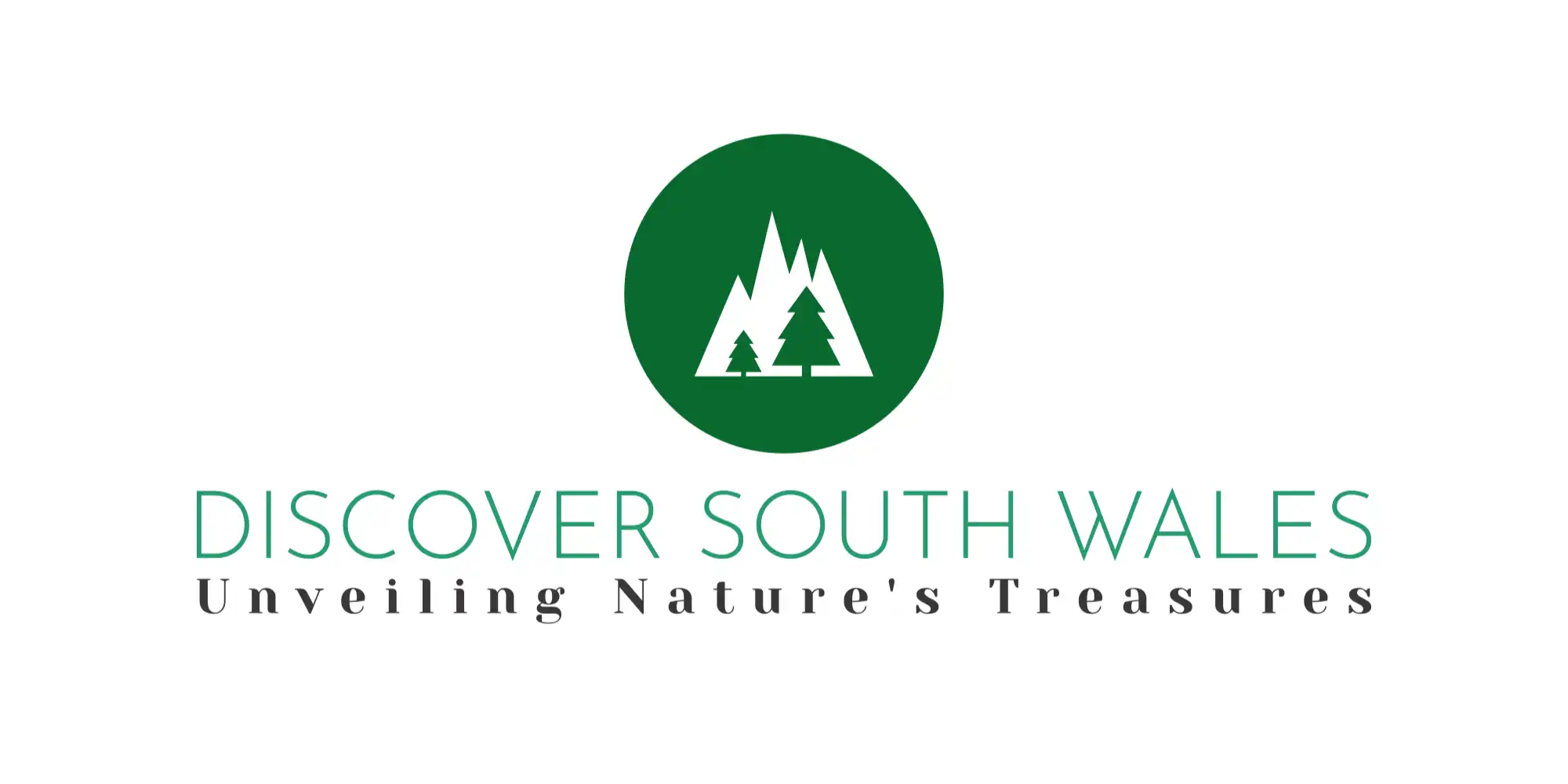 Green circular logo with outline of mountain and trees accompanied by title